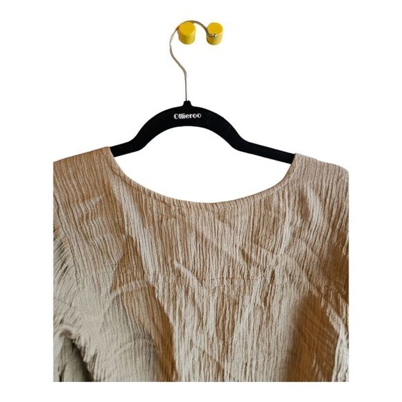 SOFT SURROUNDINGS Ramie Split Neck Crinkled Long Sleeve Top - Size Medium - Picture 4 of 8